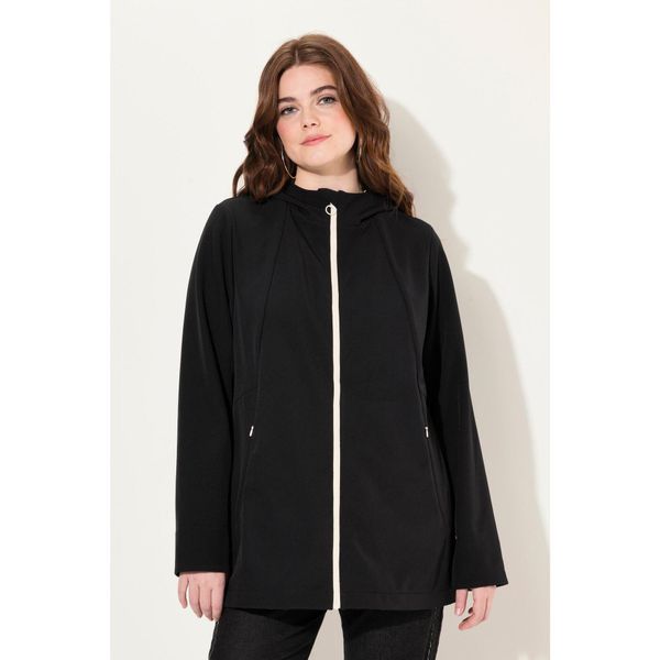 Damskie Kurtka softshell HYPRAR wodoodporna dwukierunkowy zamek odpinany kaptur. Czarne kurtki przejściowe sportowe Ulla Popken, plus size, bez wzorów, z elastanu, bez kaptura, trekkingowe. Za 584.99 zł.