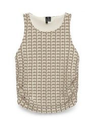 Vero Moda Top w kolorze beżowo-szarobrązowym rozmiar: S. Brązowe topy Vero Moda, s, bez wzorów, bez kołnierzyka, bez ramiączek. Za 62.03 zł.