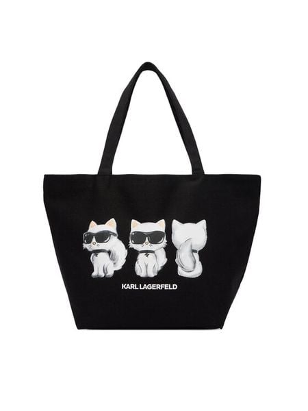 KARL LAGERFELD Torebka B3W50017 Czarny. Czarne shopper bag KARL LAGERFELD, bez wzorów, z materiału, bez dodatków. Za 369.99 zł.