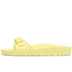 Klapki Birkenstock Madrid Eva Damskie. Żółte klapki Birkenstock, bez wzorów, bez obcasa, bez zapięcia. Za 273.80 zł.