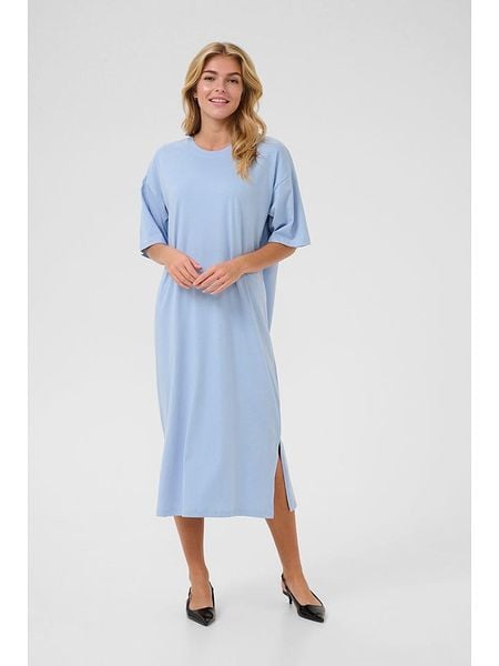 Kaffe Sukienka "Edna" w kolorze błękitnym rozmiar: L. Niebieskie sukienki Kaffe, l, bez wzorów, z bawełny, bez kołnierzyka, bez ramiączek, maxi. Za 91.56 zł.