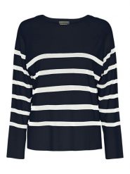 Pieces Sweter "Sia" w kolorze granatowo-białym rozmiar: S. Niebieskie swetry Pieces, s, bez wzorów, z wiskozy, klasyczne, bez ramiączek. Za 61.60 zł.