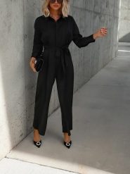 Milan Kiss Kombinezon w kolorze czarnym rozmiar: L. Czarne kombinezony Milan Kiss, l, bez wzorów, bez kołnierzyka, bez ramiączek. Za 145.26 zł.