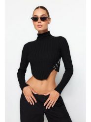 Trendyol Sweter w kolorze czarnym rozmiar: M. Czarne swetry Trendyol, m, bez wzorów, bez ramiączek. Za 100.28 zł.