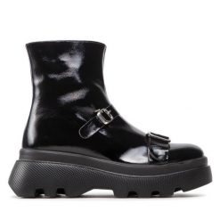 Botki Rage Age. Czarne botki Rage Age, bez wzorów, bez obcasa, na płaskiej podeszwie, bez zapięcia. Za 299.99 zł.
