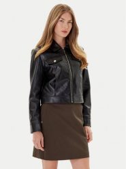 Morgan Kurtka z imitacji skóry 252-GNOLA Czarny Regular Fit. Czarne kurtki Morgan, bez wzorów, ze skóry, bez kaptura. Za 259.99 zł.