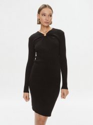 Fracomina Sukienka codzienna FS23WD5014K50401 Czarny Slim Fit. Czarne sukienki Fracomina, na co dzień, l, bez wzorów, z syntetyku, bez kołnierzyka, bez ramiączek, proste. Za 249.99 zł.