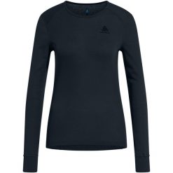 Koszulka termoaktywna z długim rękawem damska ODLO Active Warm BL Top Crew Neck. Niebieskie bielizna termoaktywna damska ODLO, bez wzorów, bez ramiączek. Za 177.99 zł.