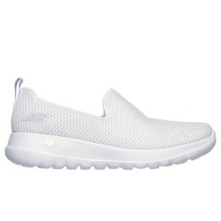 Buty Skechers Go Walk Joy 15600WHT białe. Białe buty treningowe bez wzorów, z meshu, bez zapięcia, na jogę i pilates. Za 393.78 zł.