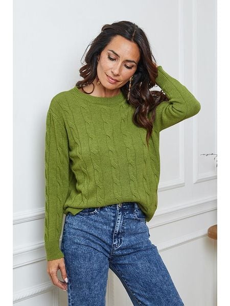 So Cachemire Sweter "Kirem" w kolorze zielonym rozmiar: S. Zielone swetry So Cachemire, s, bez wzorów, z kaszmiru, bez ramiączek. Za 246.53 zł.