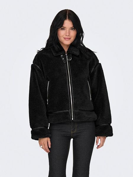 ONLY Pluszowa kurtka w kolorze czarnym rozmiar: XS. Czarne kurtki ONLY, xs, bez wzorów, z polaru, bez kaptura. Za 100.52 zł.