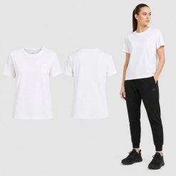 KOSZULKA DAMSKA 4F T-SHIRT SPORTOWY BAWEŁNIANY NA CO DZIEŃ F3310 SS26. Białe t-shirty sportowe 4f, uniwersalny, bez wzorów, z bawełny, bez ramiączek, na fitness i siłownię. Za 126.00 zł.