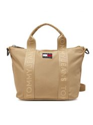 Tommy Jeans Torebka Tjw Ess Daily Mini Tote AW0AW17288 Beżowy. Brązowe torebki klasyczne Tommy Jeans, bez wzorów, z jeansu, bez dodatków. Za 229.99 zł.