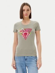 Guess T-Shirt W5GI10 J1314 Zielony Slim Fit. Zielone t-shirty Guess, xxl, z aplikacjami, z bawełny, bez kołnierzyka, bez ramiączek. Za 159.99 zł.