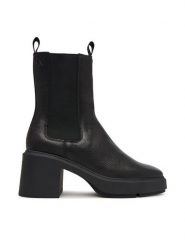 Calvin Klein Botki Block Heel Chelsea Boot Lth HW0HW03694 Czarny. Czarne botki Calvin Klein, bez wzorów, ze skóry, bez obcasa, na słupku, bez zapięcia. Za 699.99 zł.