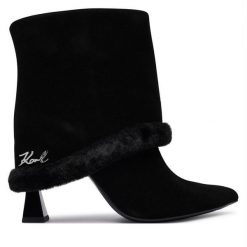 Botki KARL LAGERFELD. Czarne botki KARL LAGERFELD, bez wzorów, bez obcasa, na słupku, bez zapięcia. Za 1,059.00 zł.