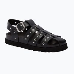 Sandały damskie Scholl Beatriz Fisherman Ring Leather. Czarne sandały Scholl, bez wzorów, ze skóry, eleganckie, bez obcasa, bez zapięcia. Za 639.99 zł.