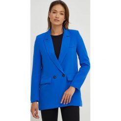 Answear Lab marynarka dwurzędowa gładka. Niebieskie marynarki i żakiety Answear Lab, l, bez wzorów, klasyczne, bez ramiączek. Za 229.99 zł.