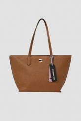 KARL LAGERFELD Brązowa shopperka Ikon Pebble. Brązowe shopper bag KARL LAGERFELD, bez wzorów, eleganckie, bez dodatków. W wyprzedaży za 570.99 zł.