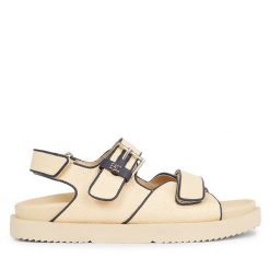 Sandały Tommy Hilfiger. Brązowe sandały Tommy Hilfiger, bez wzorów, sportowe, bez obcasa, na płaskiej podeszwie, bez zapięcia. Za 449.99 zł.