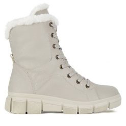 Trzewiki Rieker. Brązowe botki Rieker, bez wzorów, bez obcasa, na płaskiej podeszwie, bez zapięcia. Za 279.99 zł.