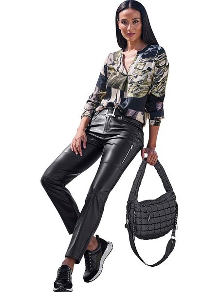 Heine Bluzka w kolorze beżowo-czarnym rozmiar: 38. Brązowe bluzki Heine, bez wzorów, z wiskozy, bez kołnierzyka, bez ramiączek. Za 56.99 zł.