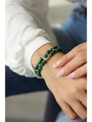 Pierres delicates Pozłacana bransoletka z malachitami rozmiar: onesize. Żółte bransoletki Pierres delicates, z malachitem, pozłacane. Za 96.37 zł.