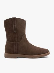 Brązowe płaskie botki ze skóry welurowej. Brązowe botki Brawo sp. z o.o., bez wzorów, z jeansu, casualowe, bez obcasa, na obcasie, bez zapięcia. Za 449.99 zł.