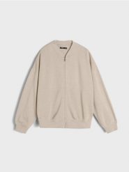 Bluza rozpinana - kremowy. Białe bluzy Sinsay, l, bez wzorów, bez kaptura. Za 42.99 zł.