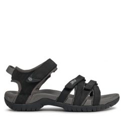 Sandały Teva. Czarne sandały Teva, bez wzorów, sportowe, bez obcasa, bez zapięcia. Za 449.99 zł.
