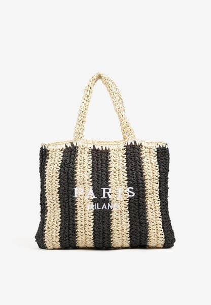 Czarna Plażowa Torebka Shopperka Ozdobiona Napisem Navale. Czarne shopper bag Renee, bez wzorów, z jeansu, eleganckie, bez dodatków. Za 109.99 zł.