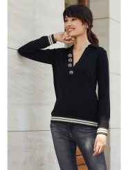 Milan Kiss Sweter w kolorze czarnym rozmiar: M. Czarne swetry Milan Kiss, m, bez wzorów, bez ramiączek. Za 97.28 zł.