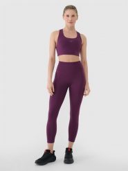 4F Legginsy treningowe 7/8 z wysokim stanem damskie - fioletowe L. Fioletowe legginsy 4f, l, bez wzorów, z dzianiny, z podwyższonym stanem, na fitness i siłownię. W wyprzedaży za 99.99 zł.