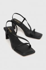Aldo sandały Devina kolor czarny 13540129.DEVINA. Czarne sandały Aldo, bez wzorów, z materiału, bez obcasa, na obcasie, bez zapięcia. Za 329.99 zł.