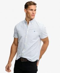 Superdry Koszula Preppy Oxford krótki rękaw z bawełny organicznej. Niebieskie koszule Superdry, xl, bez wzorów, z bawełny, klasyczne, bez kołnierzyka, bez ramiączek. Za 282.85 zł.