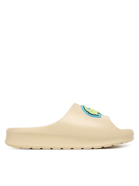 Lacoste Klapki Serve Slides 2.0 51CFA0008 2Q9 Kremowy. Białe klapki Lacoste, bez wzorów, z syntetyku, bez obcasa, bez zapięcia. Za 168.99 zł.