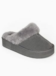 Gooce Wełniane kapcie "Emeline" w kolorze szarym rozmiar: 36. Szare kapcie Gooce, bez wzorów, ze skóry. Za 223.99 zł.