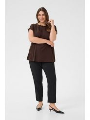 KAFFE curve Bluzka w kolorze ciemnobrązowym rozmiar: 44. Brązowe bluzki KAFFE curve, bez wzorów, bez kołnierzyka, bez ramiączek. Za 104.99 zł.