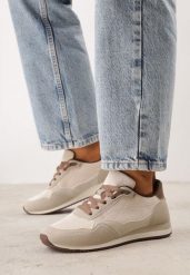 Beżowe Sneakersy Casualowe z Imitacji Zamszu z Podeszwą z Bieżnikiem Alevtina. Brązowe buty sportowe lifestyle Born2be, bez wzorów, z dzianiny, casualowe, bez zapięcia. Za 119.99 zł.