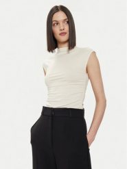 Gina Tricot Top 20883 Écru Slim Fit. Topy Gina Tricot, xxl, bez wzorów, z wiskozy, bez kołnierzyka, bez ramiączek. Za 79.99 zł.