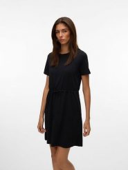 Vero Moda Sukienka w kolorze czarnym rozmiar: L. Czarne sukienki Vero Moda, l, bez wzorów, z materiału, bez kołnierzyka, bez ramiączek, mini, rozkloszowane. Za 74.63 zł.