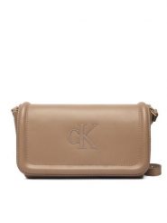 Calvin Klein Torebka Bold Ck Flap Crossbody LV04F1027G Brązowy. Brązowe listonoszki Calvin Klein, bez wzorów, ze skóry, bez dodatków. Za 329.99 zł.