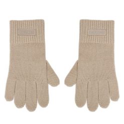Rękawiczki Calvin Klein. Brązowe rękawiczki Calvin Klein, bez wzorów, z dzianiny. Za 259.99 zł.