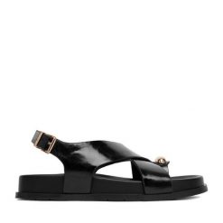 Sandały MEXX. Czarne sandały Mexx, bez wzorów, bez obcasa, na płaskiej podeszwie, bez zapięcia. Za 299.99 zł.