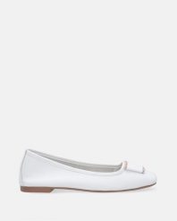 BIAŁE BALERINY Z OZDOBĄ 28604 LEAT WHITE. Białe baleriny Venezia, z aplikacjami, ze skóry, bez obcasa, bez zapięcia. Za 349.00 zł.