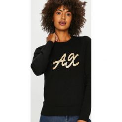 Armani Exchange - Sweter. Czarne swetry Armani Exchange, z bawełny, z krótkim rękawem. W wyprzedaży za 399.90 zł.