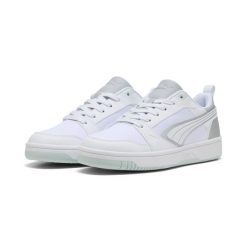 Sneakersy unisex Rebound v6 Low Aqua Metallics PUMA. Białe buty sportowe lifestyle Puma, bez wzorów, sportowe, bez zapięcia. W wyprzedaży za 219.00 zł.