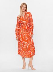 Selected Femme Sukienka codzienna 16089030 Pomarańczowy Regular Fit. Brązowe sukienki Selected Femme, na co dzień, bez wzorów, z wiskozy, bez kołnierzyka, bez ramiączek, proste. Za 289.99 zł.