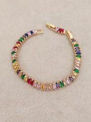 Nakkash Pozłacana bransoletka z cyrkoniami rozmiar: onesize. Żółte bransoletki Nakkash, z cyrkonią, pozłacane. Za 78.66 zł.