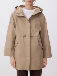 Kurtka z kapturem - beżowy. Brązowe kurtki Reserved, l, bez wzorów, z tkaniny, z kapturem. Za 179.99 zł.